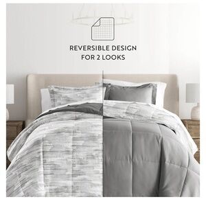 IEnjoy Home Reversible Patterned Down-Alternative Comforter Set Full/Queen